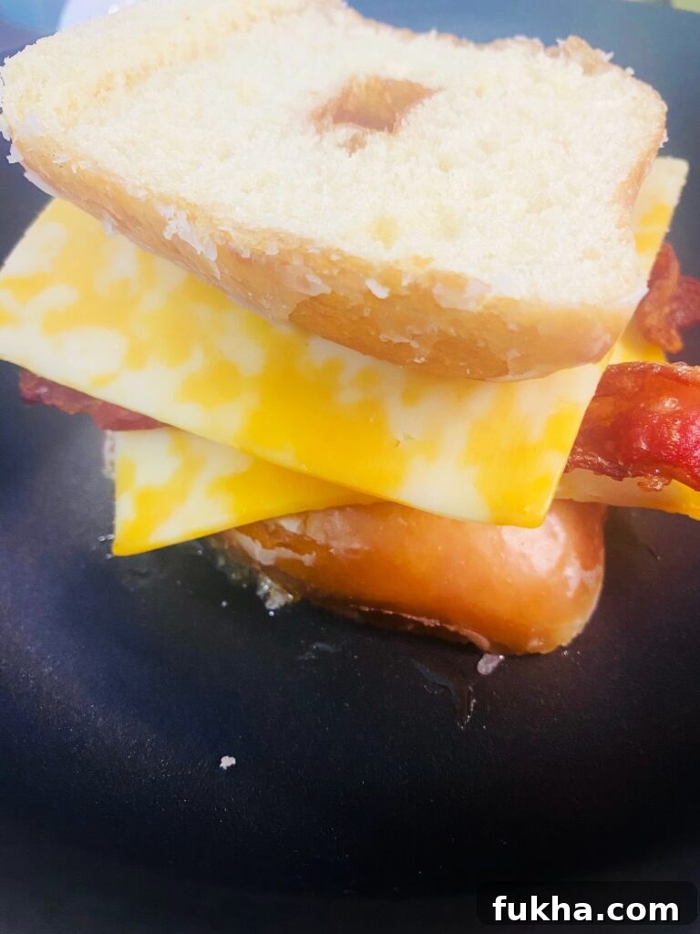 Donut grilled cheese sandwiches before cooking