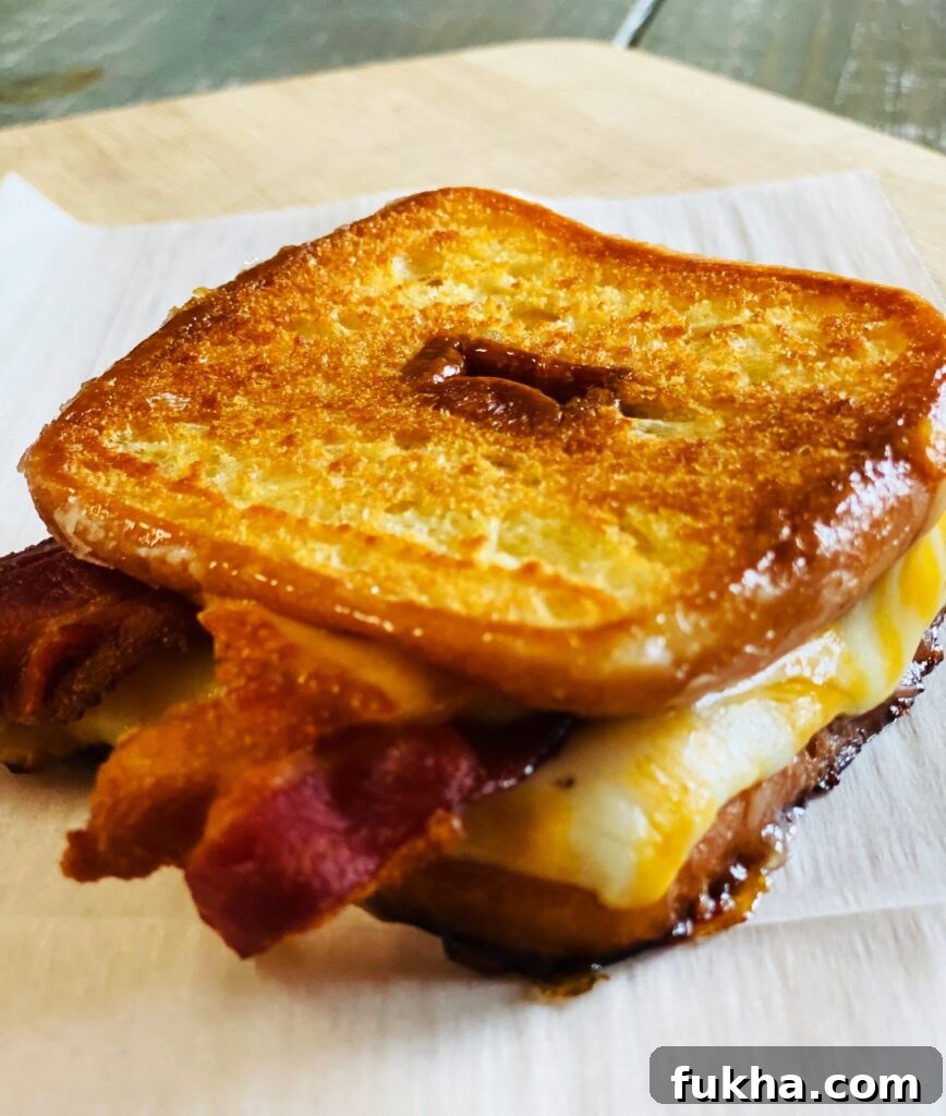 Serving suggestion: Donut Bacon Grilled Cheese with eggs