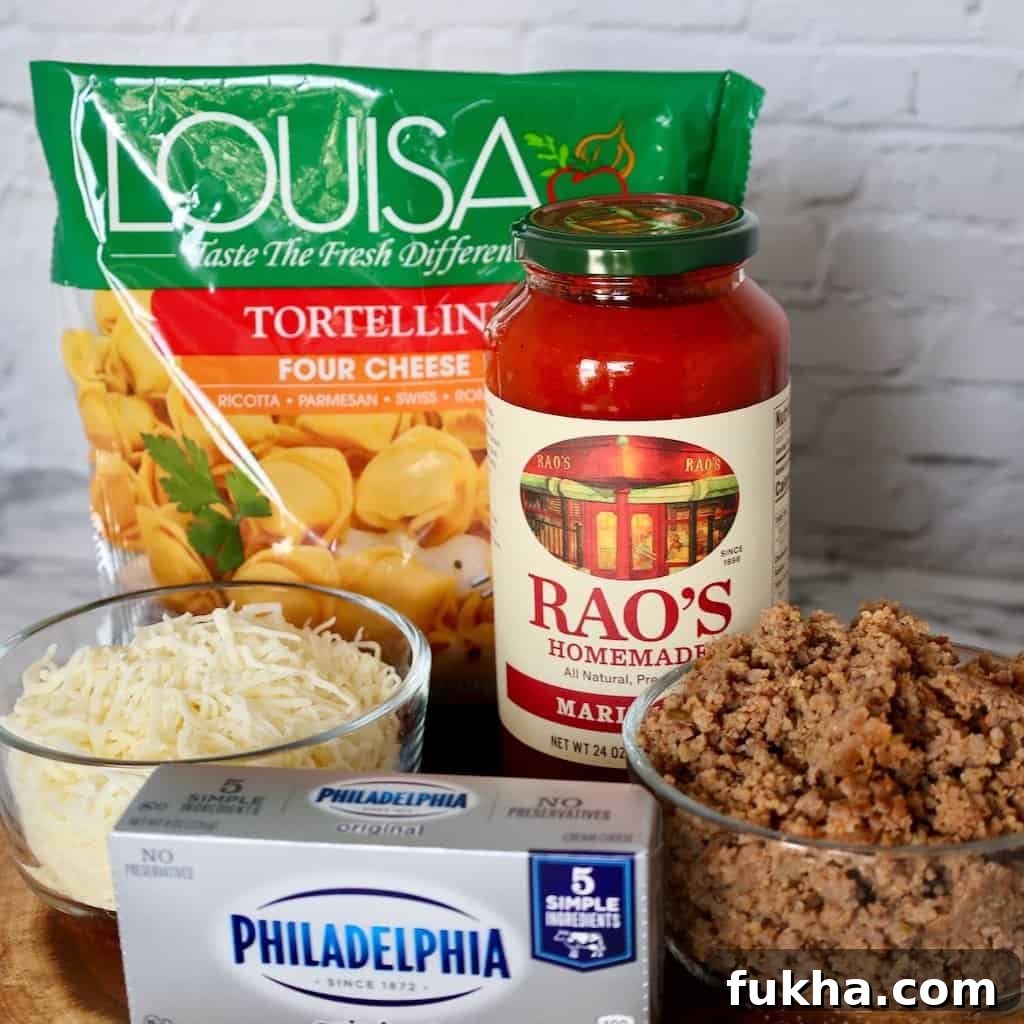 Spicy Baked Tortellini Ingredients