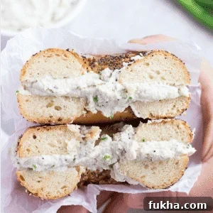 5-Minute Vegan Cream Cheese Recipe 7 vegan cream cheese in a bagel