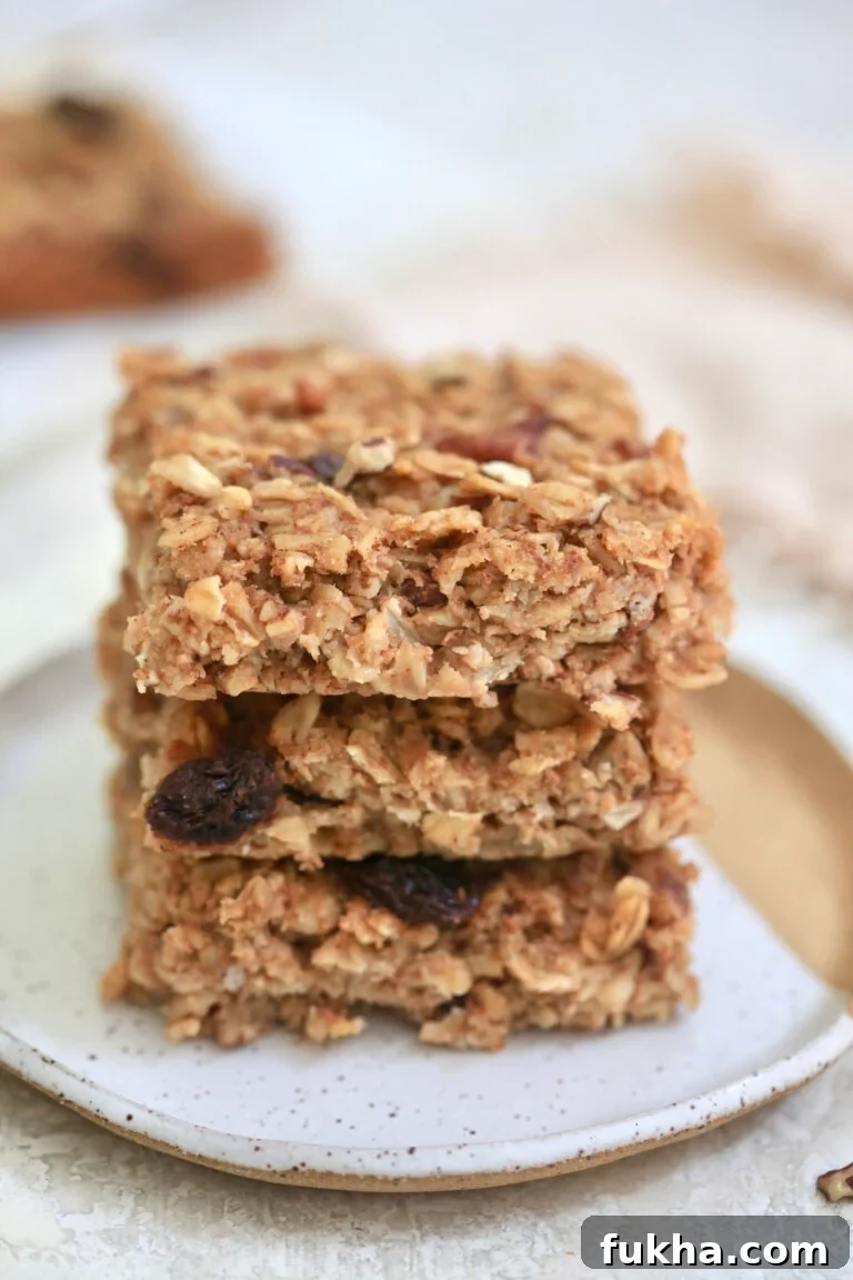 stack of three oatmeal bars