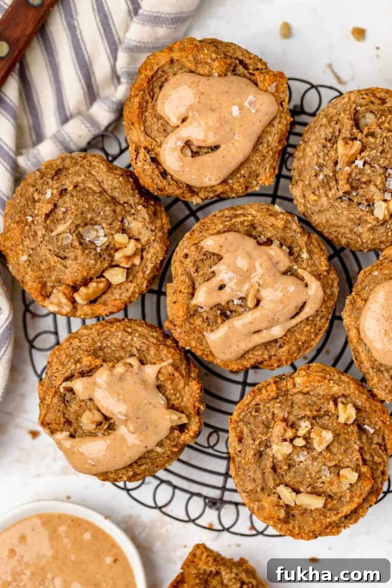 tray of banana muffins with almond butter