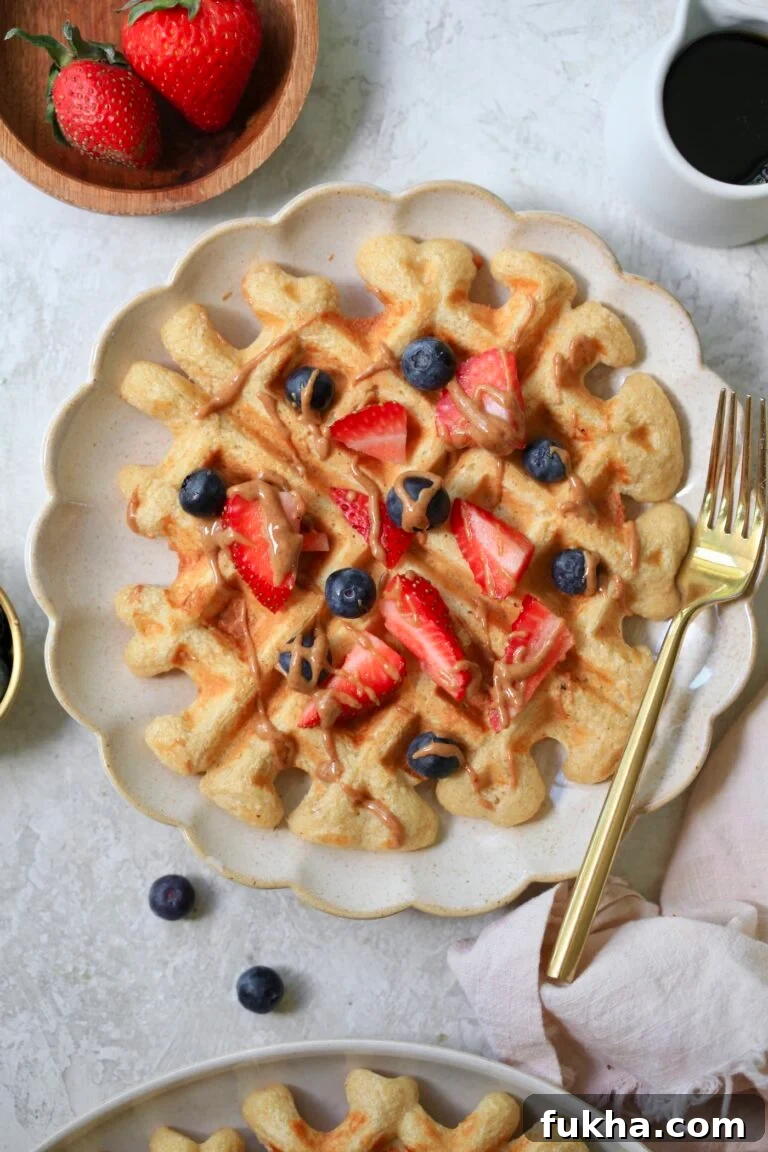 waffle with fruit on plate