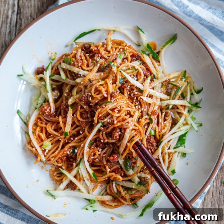Gochujang noodles made with ground beef