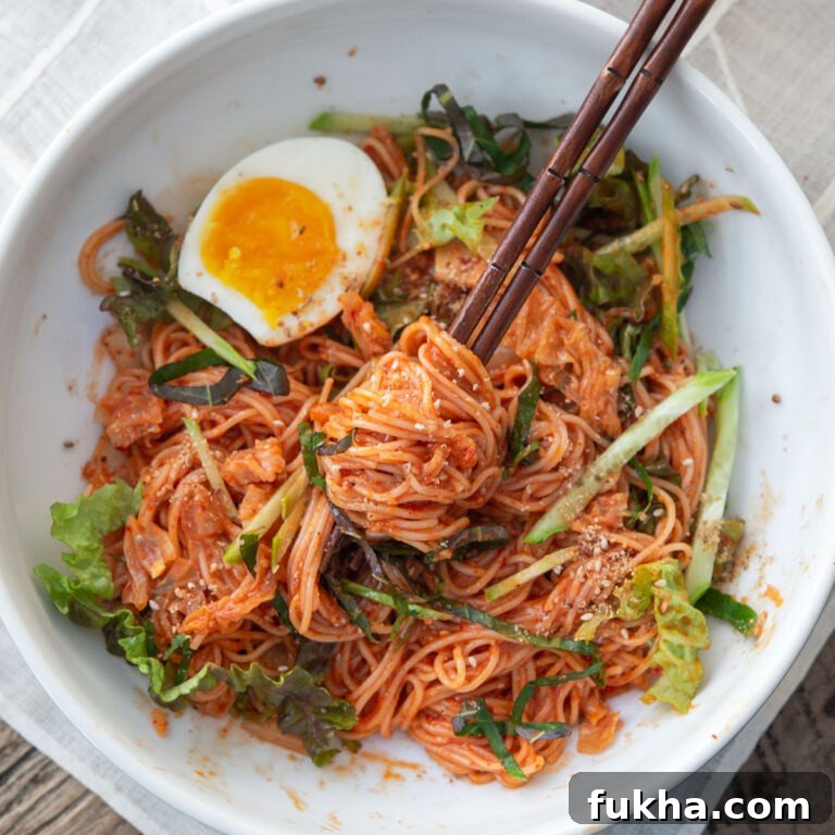Bibim guksu Korean cold kimchi noodles