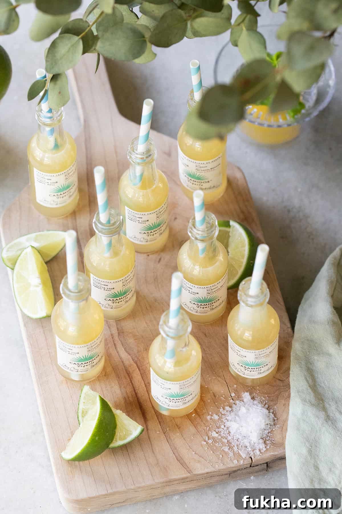 Margarita Recipes for Spring, Summer, Fall and Winter 20 Margarita shots recipe served in mini tequila bottles for parties.