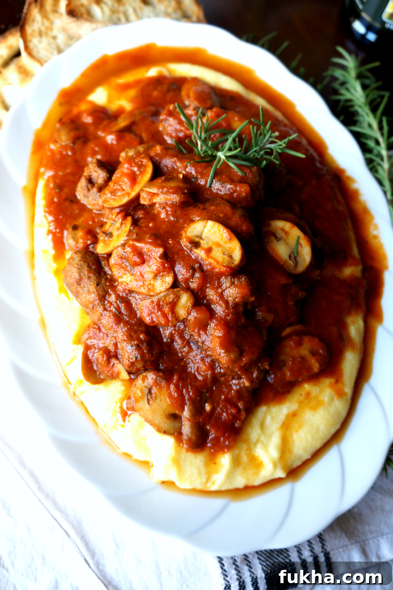 polenta con salsiccia e funghi | The Baking Fairy
