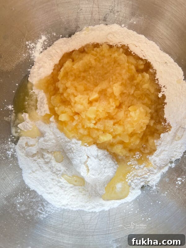 Mixing Pineapple Angel Food Cake