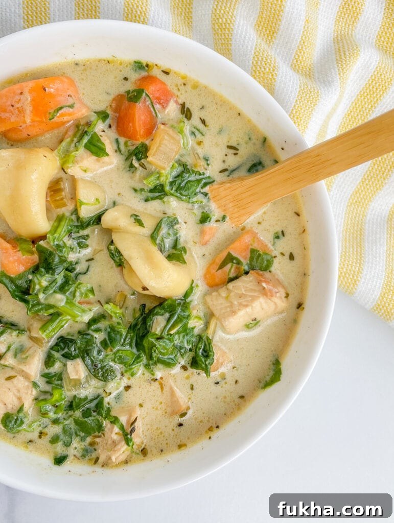 Creamy Chicken Tortellini Soup With Spinach