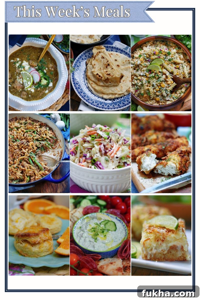 Grid featuring 9 recipes photos as a visual of all the recipes featured in this week's menu.