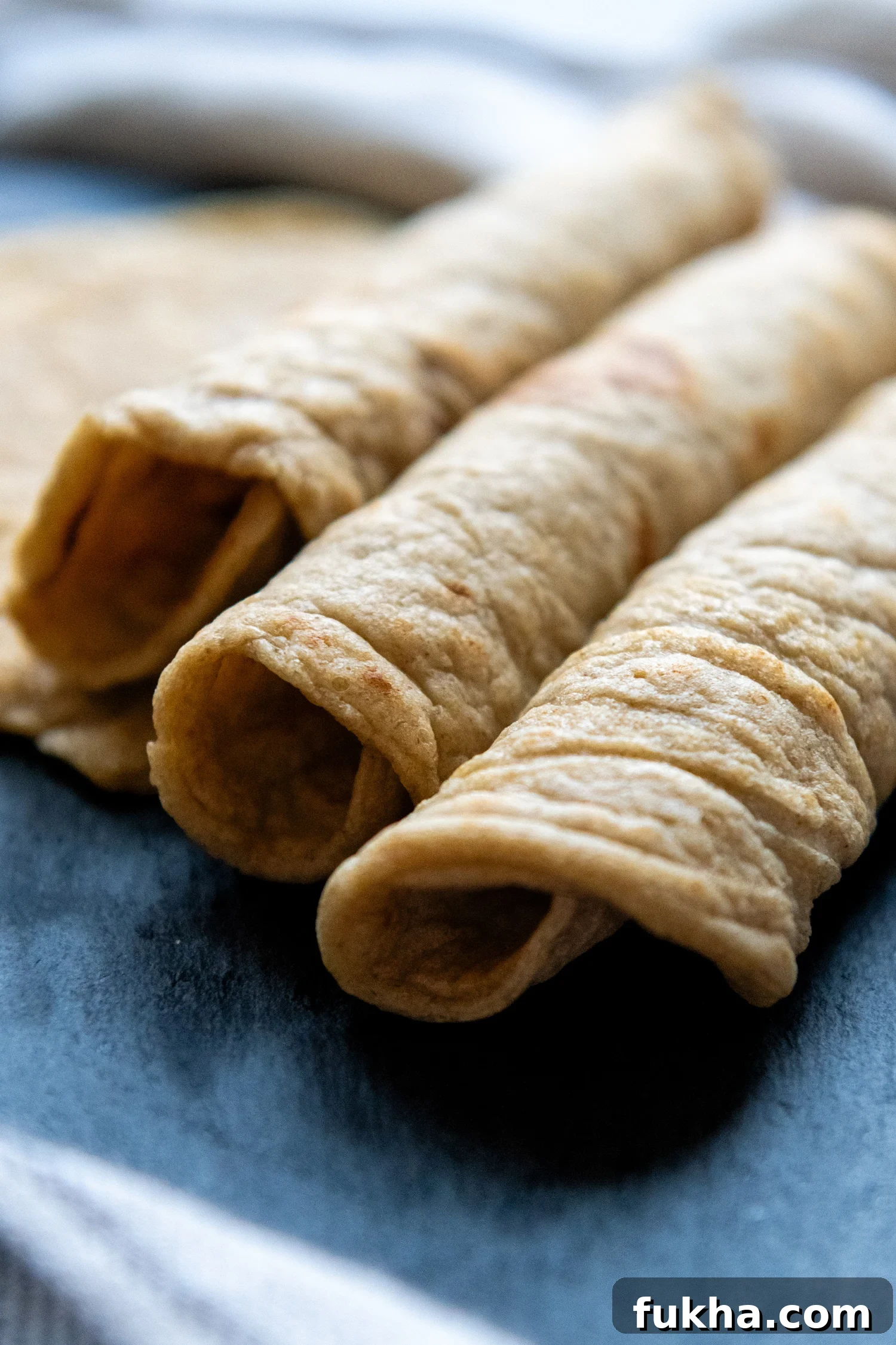 Three Oat Flour Tortillas rolled next to each other.