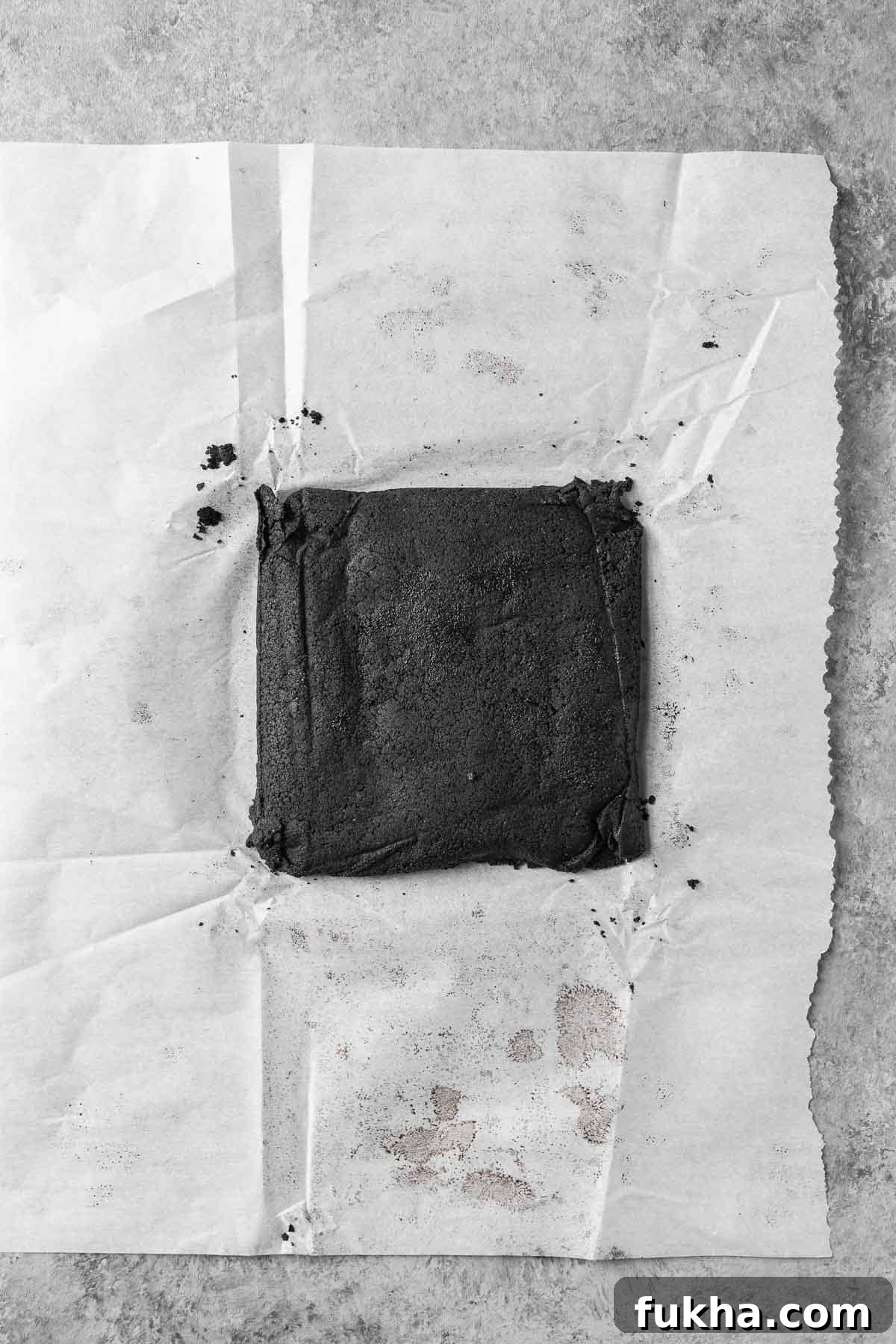 Crispy Homemade Chocolate Wafer Cookies Recipe 8 Cookie dough gathered into a square on parchment paper.