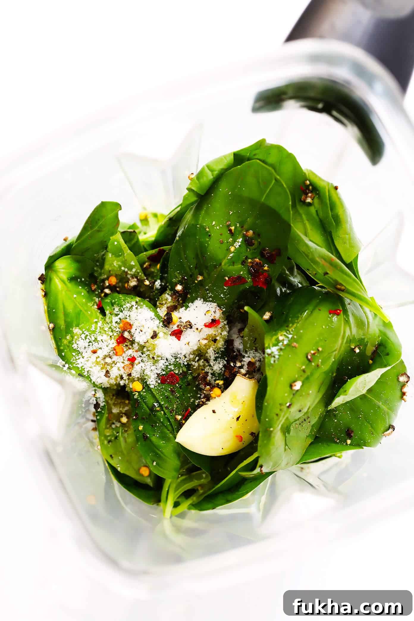 Basil Vinaigrette Ingredients in Blender