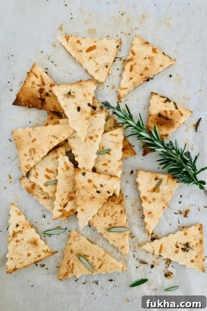 Sourdough crackers with parmesan and rosemary