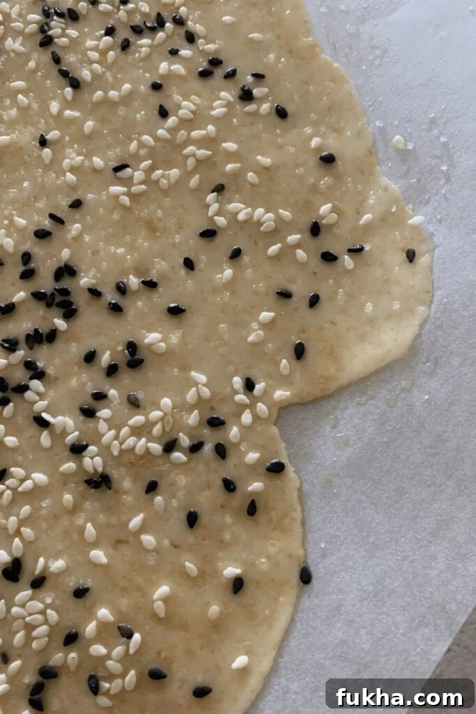 Thin lavosh dough being rolled