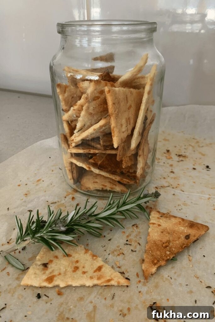 Parmesan rosemary crackers stored in glass jars