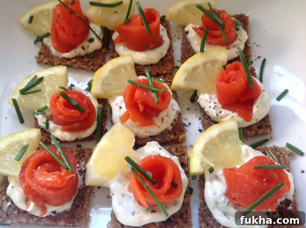 Smoked Salmon on Rye bread Canapés