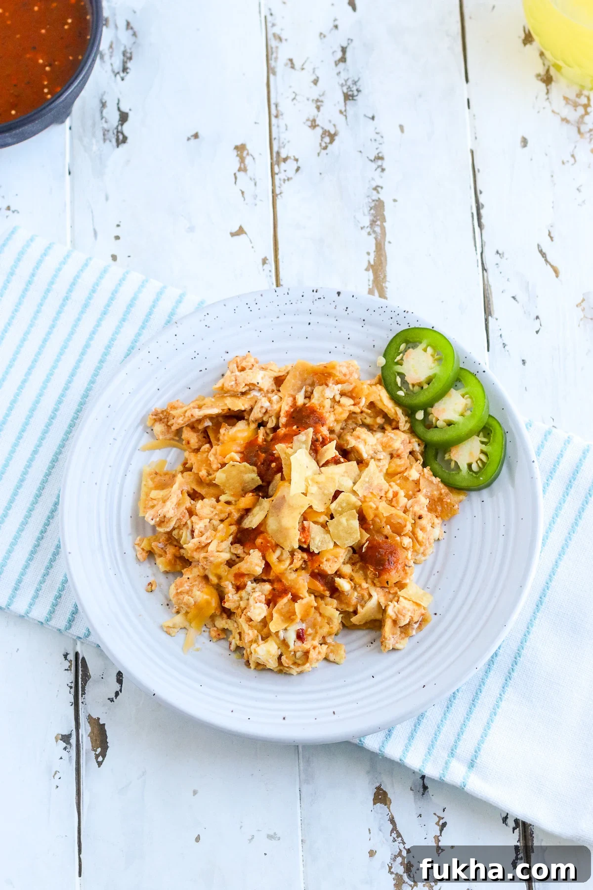 plate of eggs with extra salsa