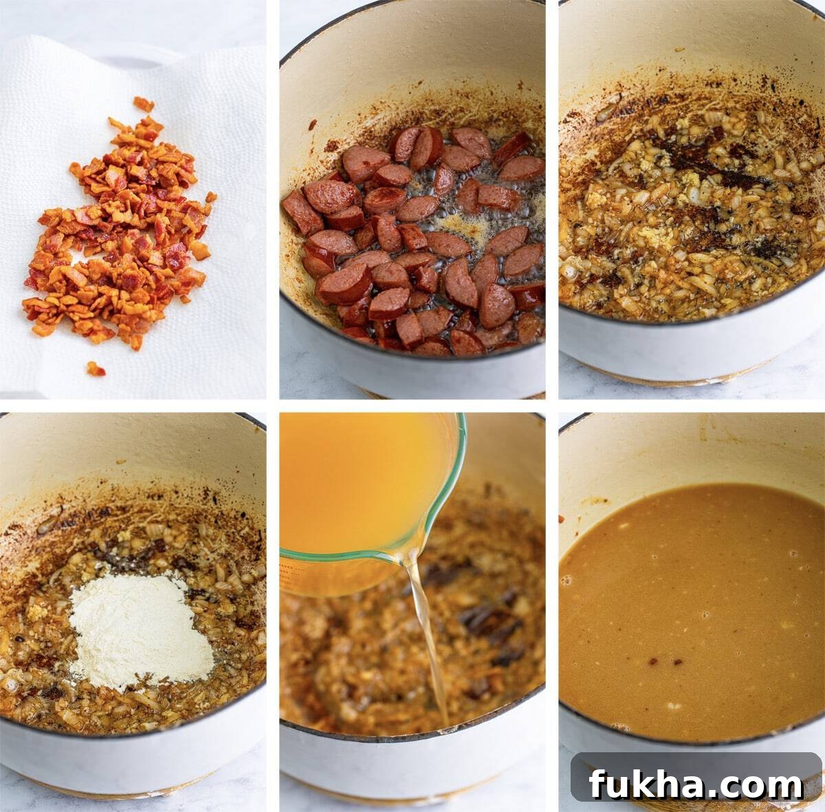 collage of images showing the first steps for making Corn Chowder recipe