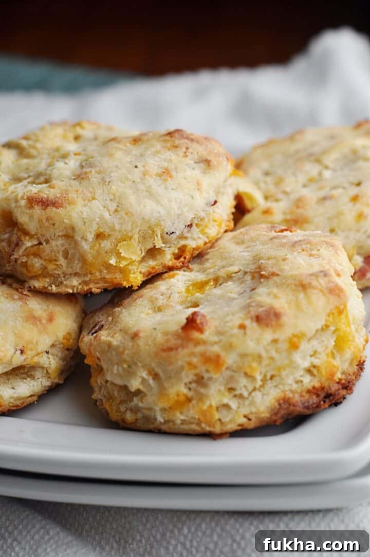 Closeup of Cheddar Bacon Biscuits