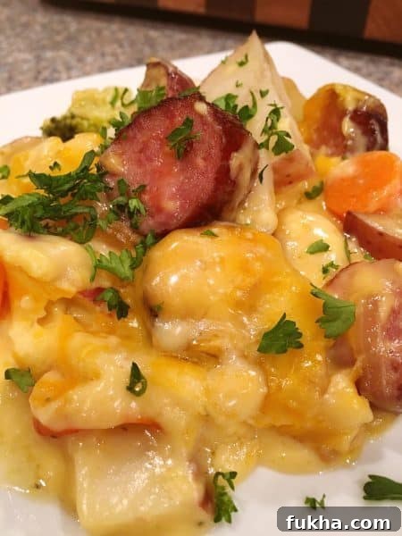 Serving of Beef Sausage and Vegetable casserole