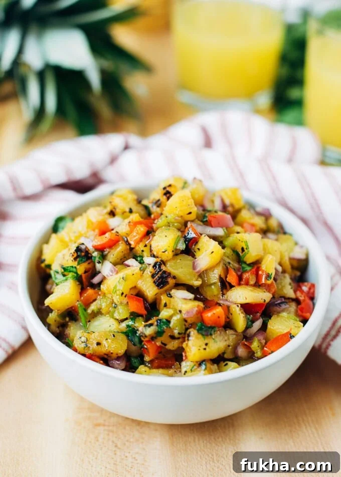 grilled pineapple salsa recipe in a bowl