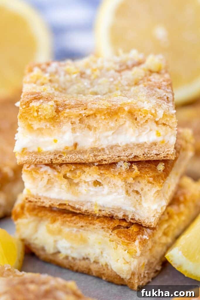 stack of lemon cream cheese bars