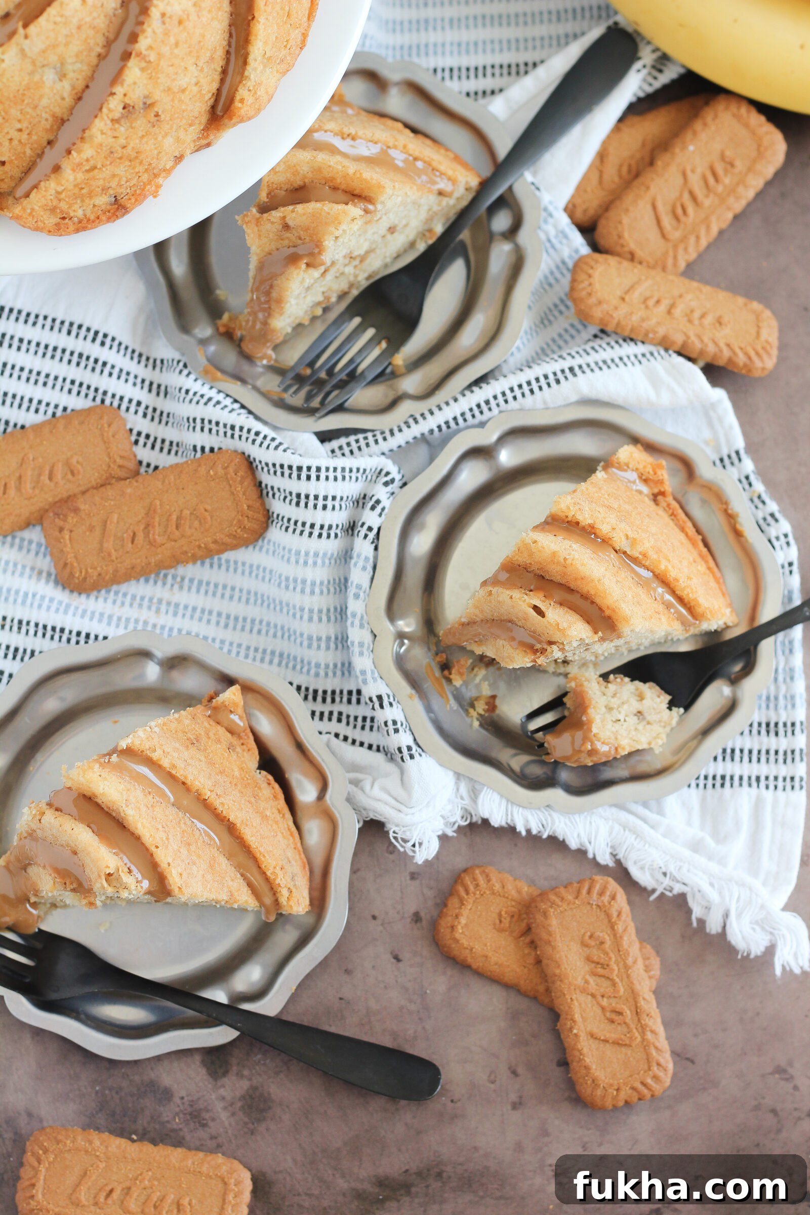 Banana Biscoff Bundt Cake with Cookie Butter Glaze 12 Mandy holding bundt cake