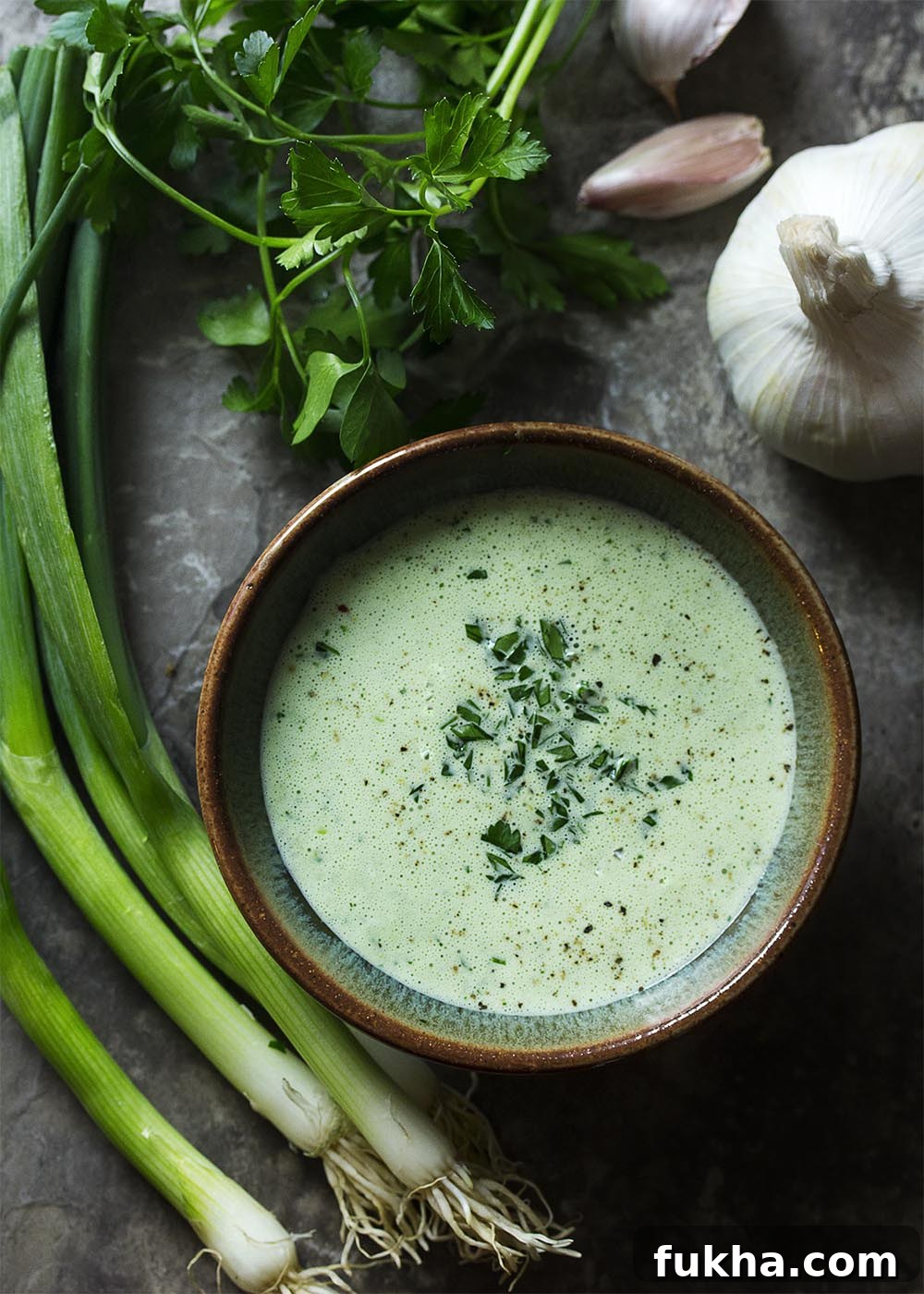 Spicy green goddess buttermilk dressing with jalapeño and scallions - creamy, tangy, and herbaceous