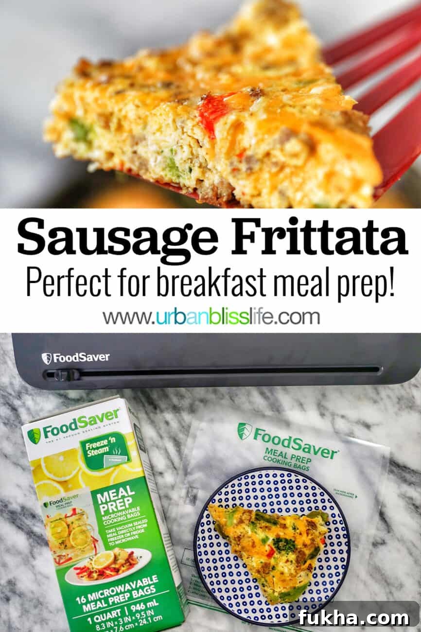 slice of sausage frittata with foodsaver meal prep products