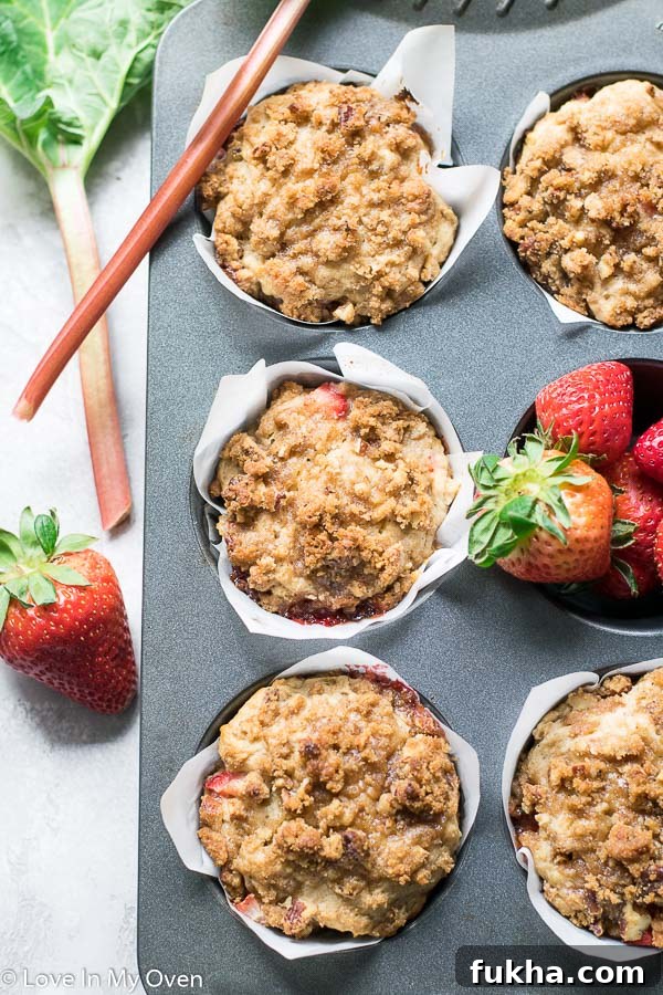 strawberry rhubarb muffins