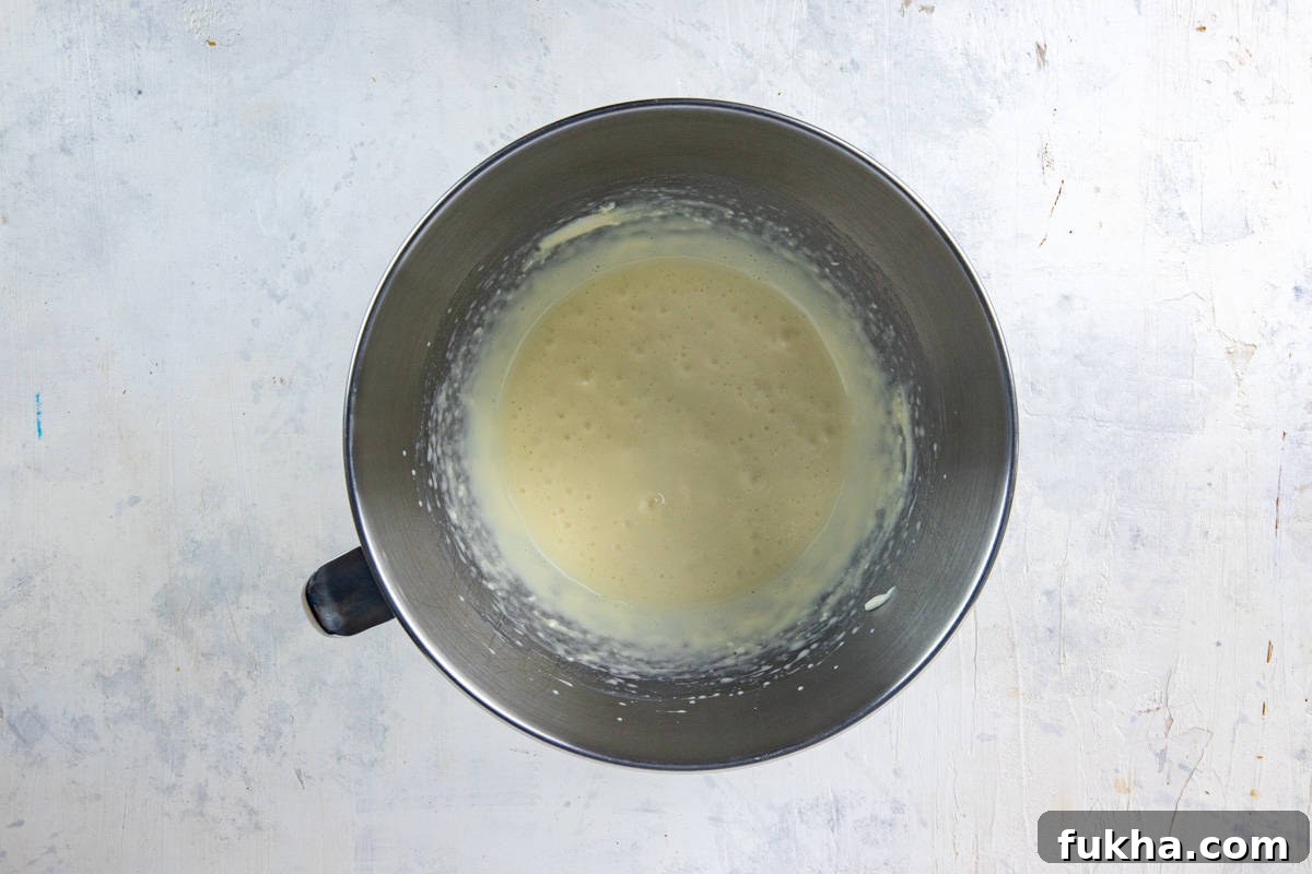 Cream cheese filling in mixing bowl.
