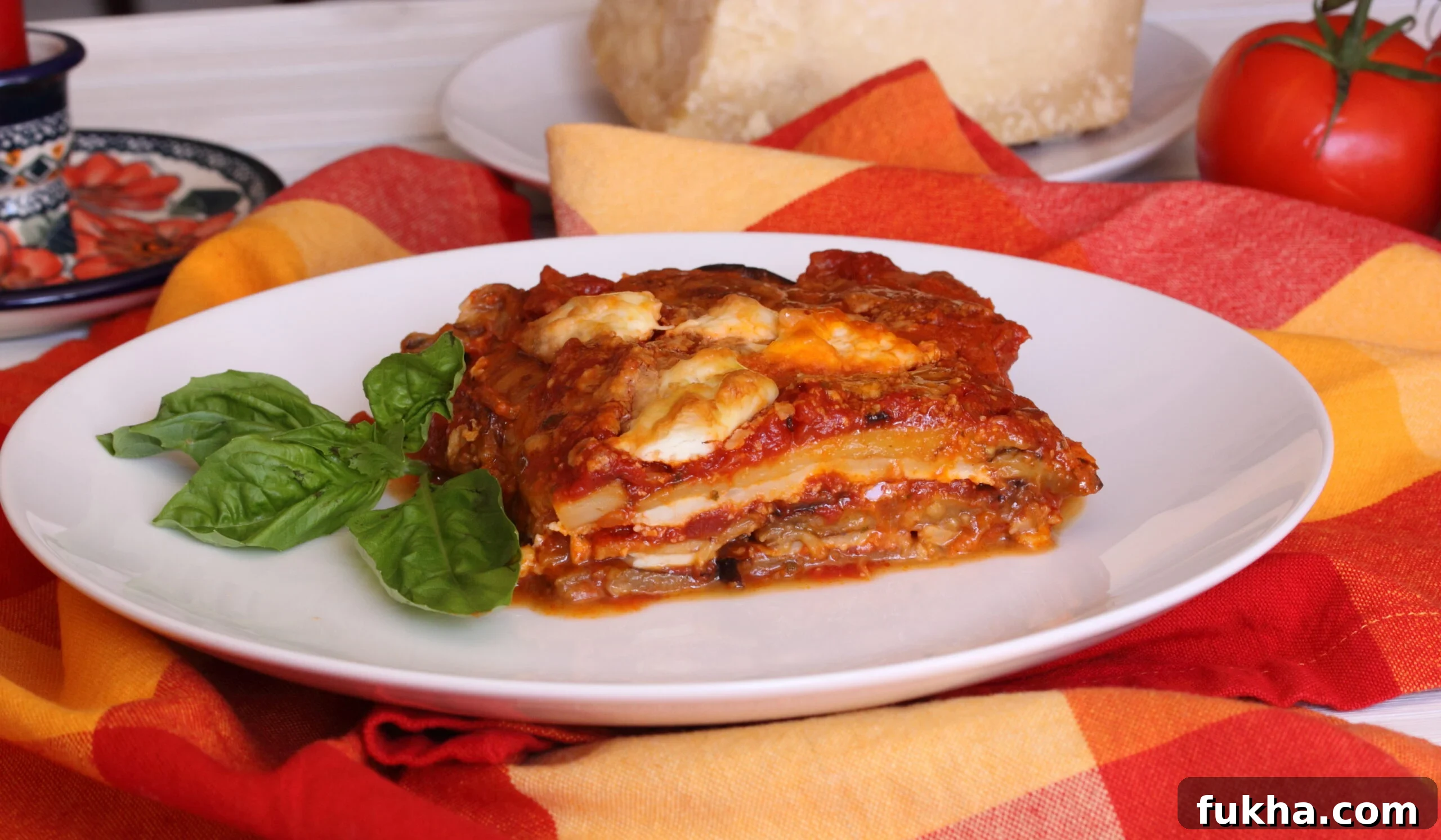 Eggplant Parmigiana layered dish
