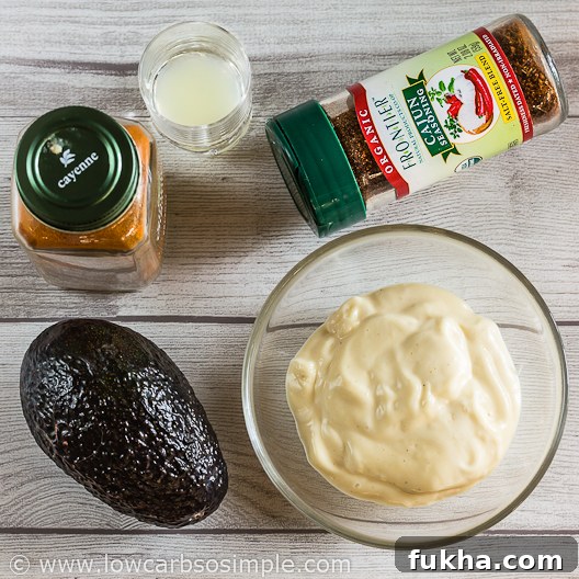 1-Ingredient Zero-Carb Chips with Spicy Cajun Avocado Mayo 3 Spicy Cajun Avocado Mayo; Ingredients | Low-Carb, So Simple