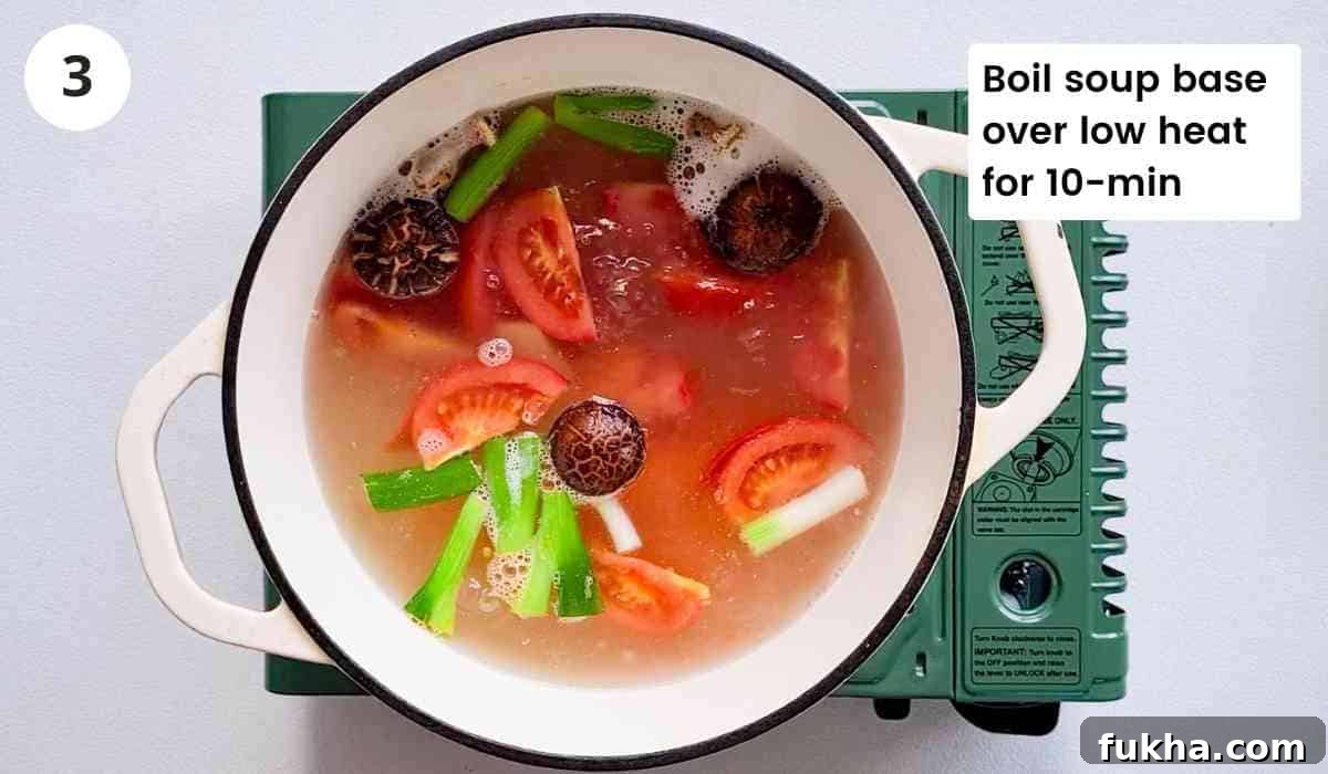 A pot of soup being boiled