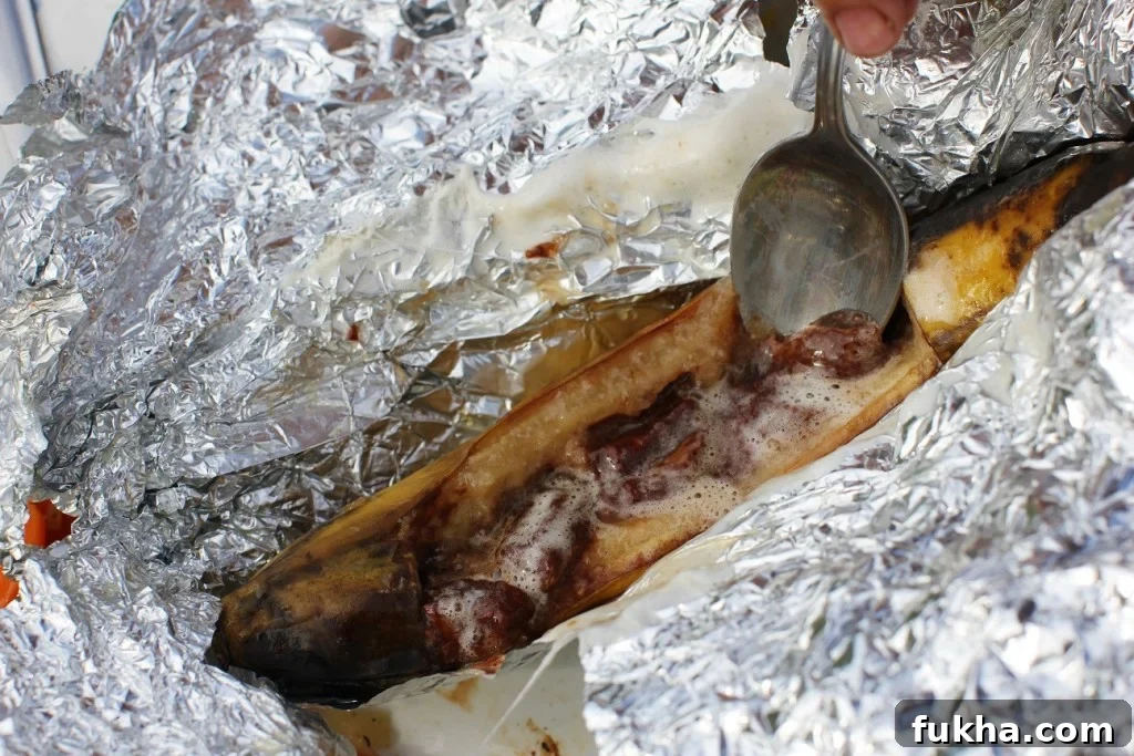 Campfire Banana Boat Recipe for Kids 5 Sweet gooey insides of the Banana Boats