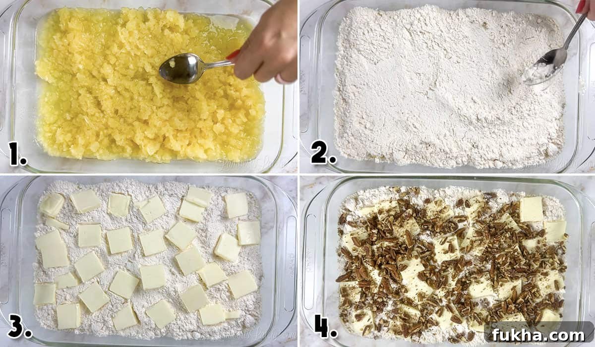 steps to make pineapple dump cake.