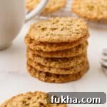 Close up of a stack of Swedish Oatmeal Cookies (Havreflarn).