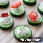 Close up of Cream Cheese Cucumber Bites with Dill.
