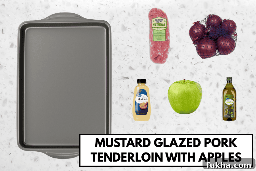 Mustard glazed pork tenderloin with apples