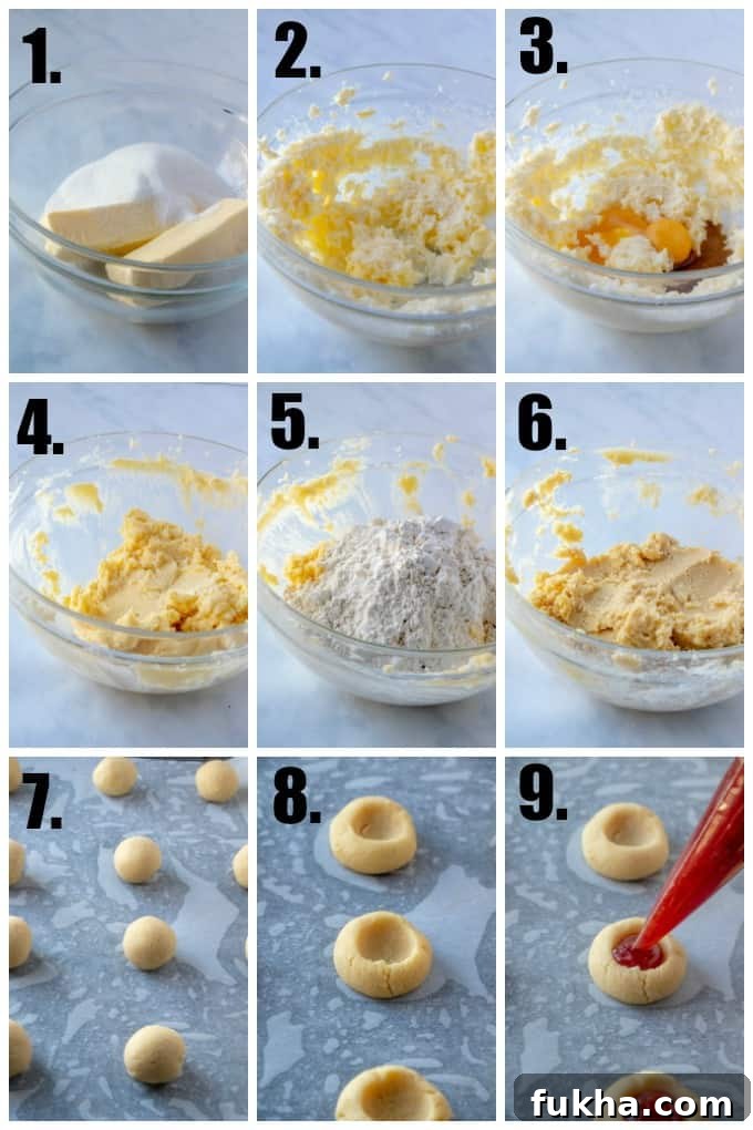 Classic, easy and delicious with only 7 ingredients these Thumbprint Cookies the perfect quick and tasty cookie recipe to bake up for the holidays! Step by step photos on how to make Thumbprint Cookies