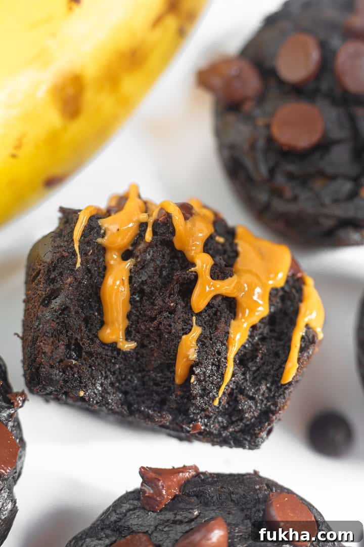 Flourless peanut butter banana chocolate muffins 