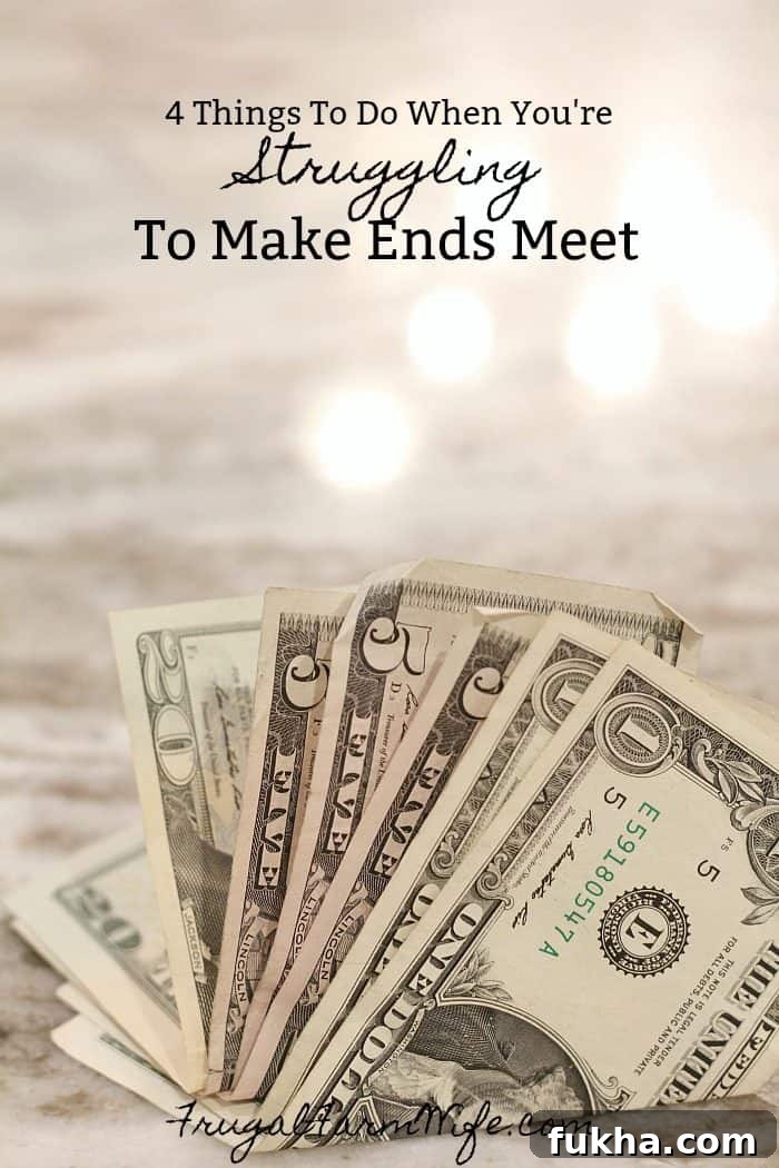 4 Practical Steps When You Can't Make Ends Meet 2 Photo shows money on a counter top with text that reads